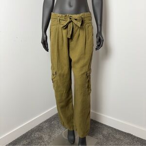 Zara 100% Linen Paper Bag Cargo Pants